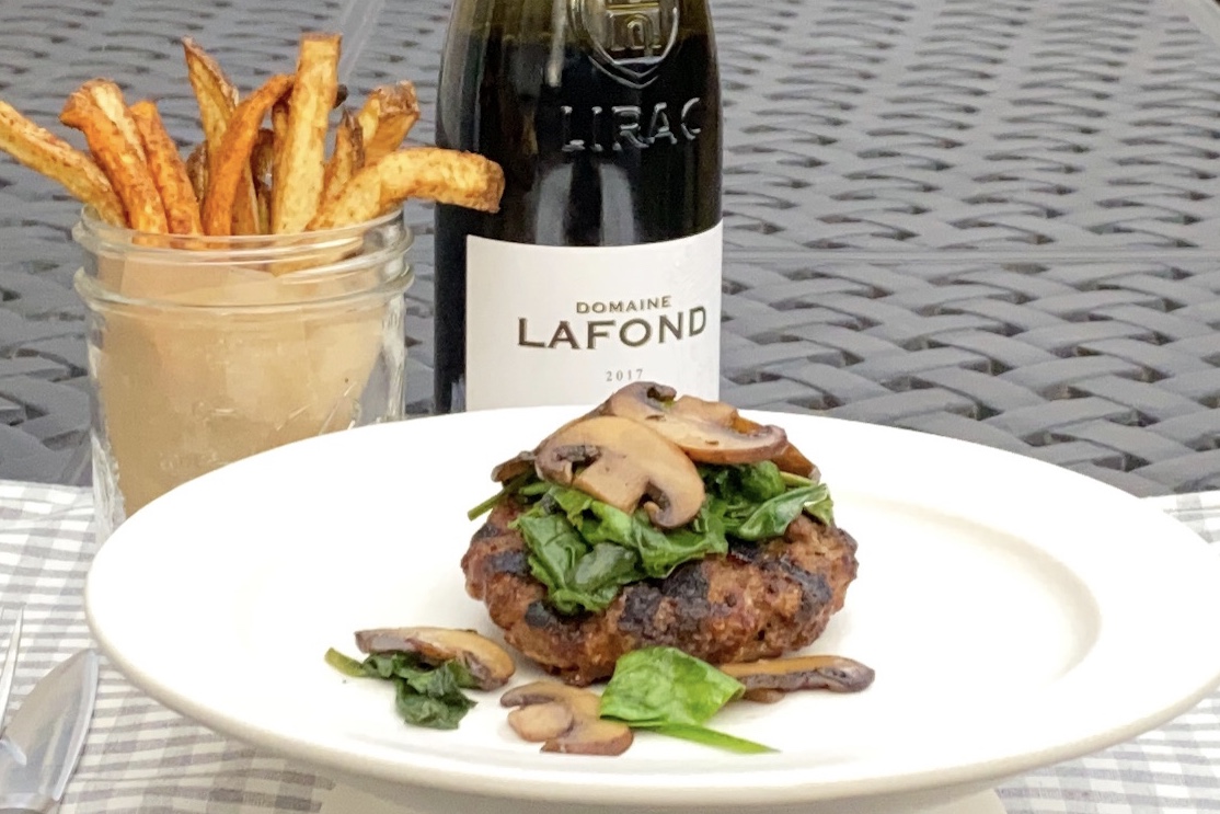 Grilled Burger with Spinach, Mushroom and Gruyere