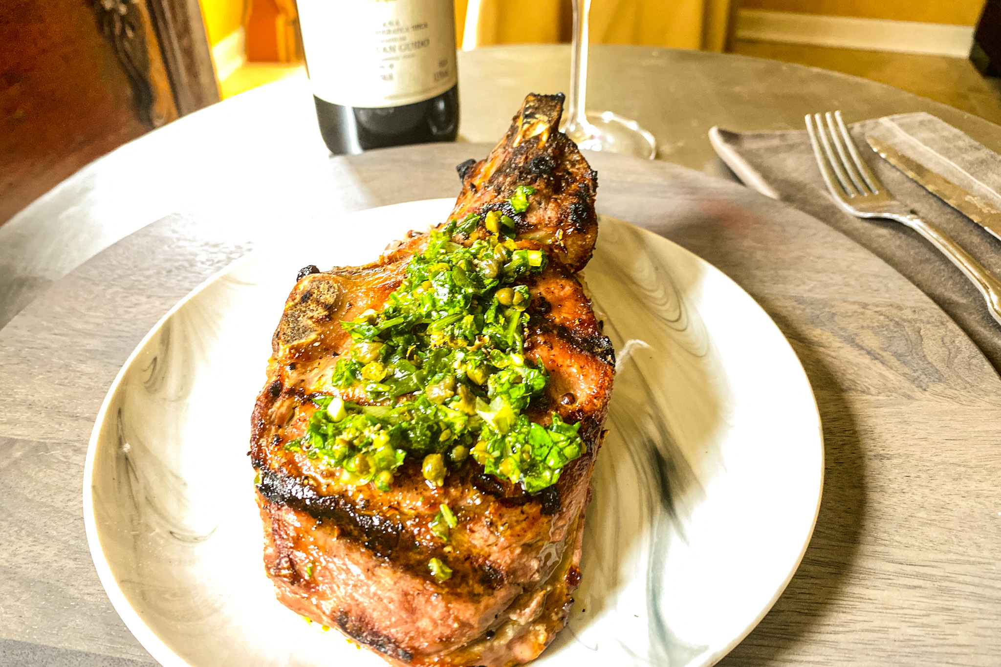 Veal Chop with Salsa Verde